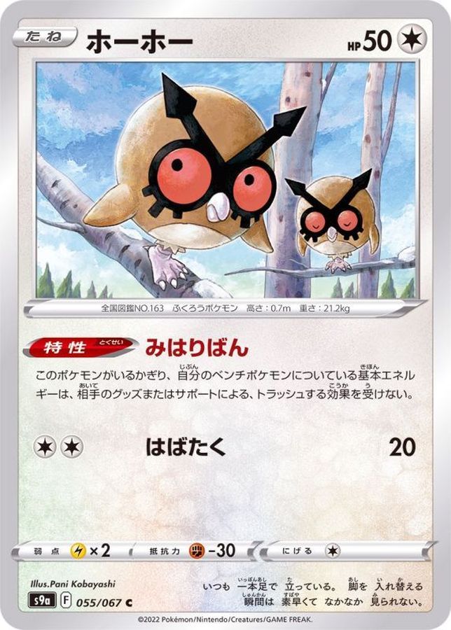 Pokemon Hoothoot C 055/067 s9a Battle Region