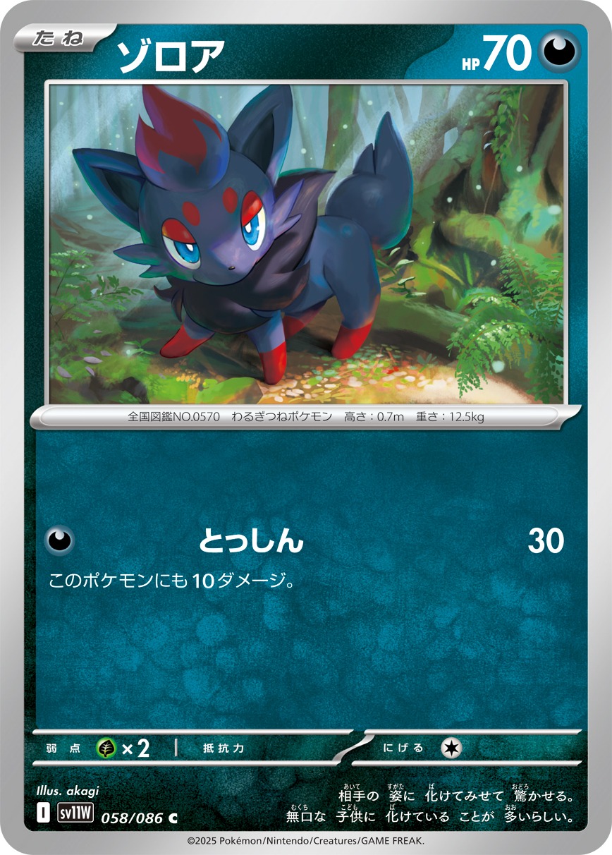 Pokemon Zorua C 058/086 sv11w White Flare