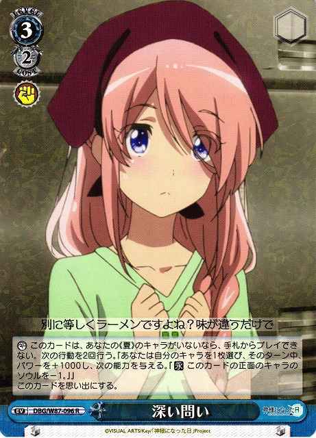 Weiss Schwarz DBG/W87-096 Deep Question R The Day I Became a God