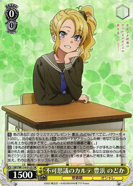 Weiss Schwarz SBY/W114-012S Nodoka Toyohama Incredible Karte SR Rascal Does Not Dream Series