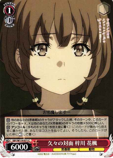 Weiss Schwarz SBY/W114-071 Kaede Azusagawa Meeting for the First Time in a While C Rascal Does Not Dream Series