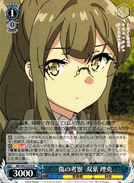 Weiss Schwarz SBY/W77-079 Rio Futaba Considering Injury R Rascal Does Not Dream Series